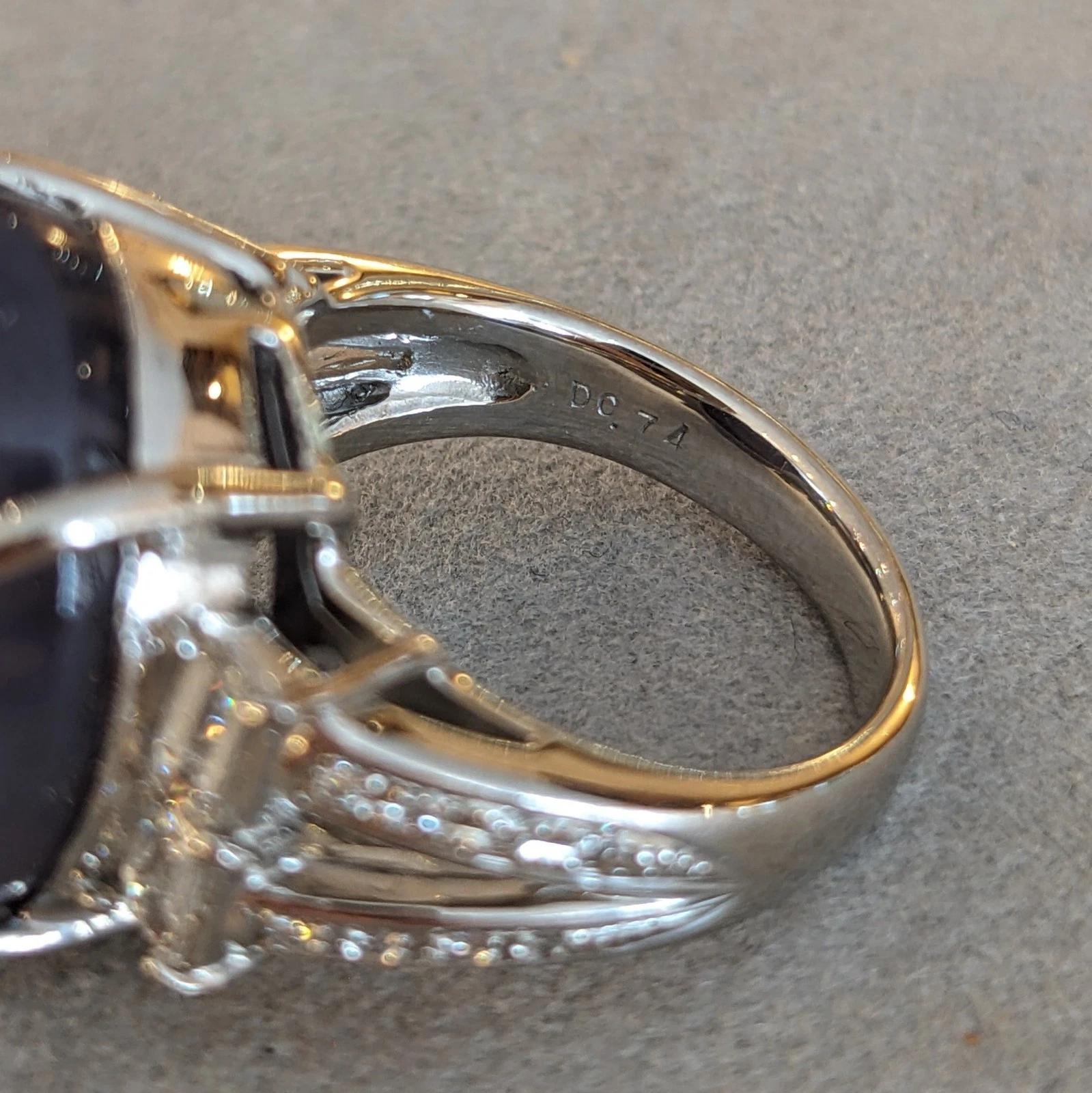 Anello con zaffiro naturale a stella di 29,67 carati e diamante in platino in vendita 5