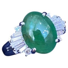 GIA Certified 2.79ct Untreated Oval Jadeite Jade & Diamond Ring