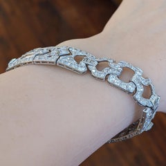 Art Deco Euro cut Diamond Bracelet .50 inch wide in Plat 14k chain