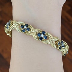 La Triomphe 18k Yellow Gold Sapphire Diamond X Bracelet, 7 Inches