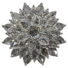 Natural 4.73 carat Diamond Flower Cluster Flower Cocktail Ring in 18k White Gold