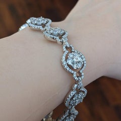 Natural Diamond Oval Link Bracelet 8.22ctw in 18k White Gold Setting
