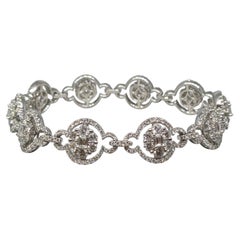 Natural Diamond Oval Link Bracelet 8.22ctw in 18k White Gold Setting