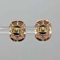 Natural Pink Sapphire & Diamond Earrings in 14k Rose & Yellow Gold