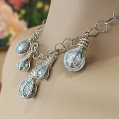Diamond Hanging Lightbulb Charm Necklace in 18k White and Yellow Gold
