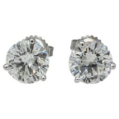 Natural Round Diamond Stud Earrings 4.07cttw in 18k & 14k White Gold