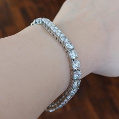 Natural Round Diamond Tennis Bracelet 13.00 ctw in 18k White Gold & Platinum