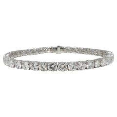 Natural Round Diamond Tennis Bracelet 13.00 ctw in 18k White Gold & Platinum