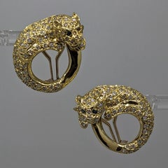 Circle Panther Earrings in 18k & 14k Gold with 2.00ct Diamonds