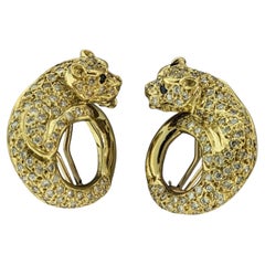 Circle Panther Earrings in 18k & 14k Gold with 2.00ct Diamonds