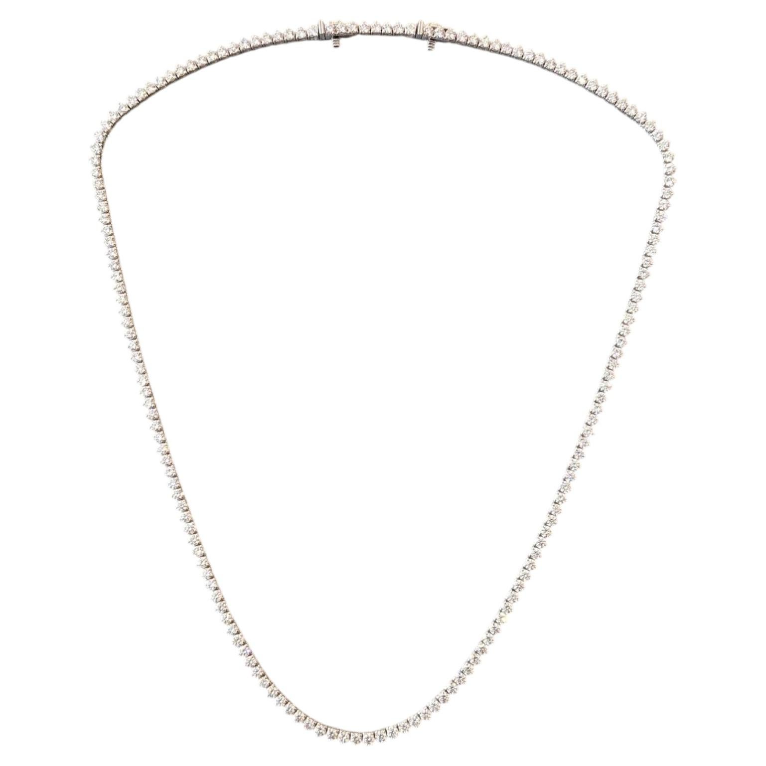 Natural Diamond Tennis Necklace in 14k White Gold 7.62 cttw, 16.5 Inches For Sale