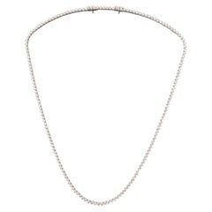 Natural Diamond Tennis Necklace in 14k White Gold 7.62 cttw, 16.5 Inches