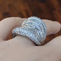 Baguette, Round & Princess Diamond Wide Cocktail Ring in Platinum