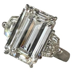 GIA 5.07 ct J-VVS2 Emerald Cut Diamond 3-Stone Ring in Platinum