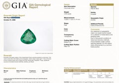 GIA Natural Emerald and Tanzanite and Diamond Ring in 18k White Gold
