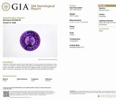 GIA Round Amethyst 29.51 ct and Diamond Dragon Ring in 18k Yellow Gold