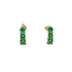Adina Reyter One of a Kind Emerald + Diamond Rounds J Hoops