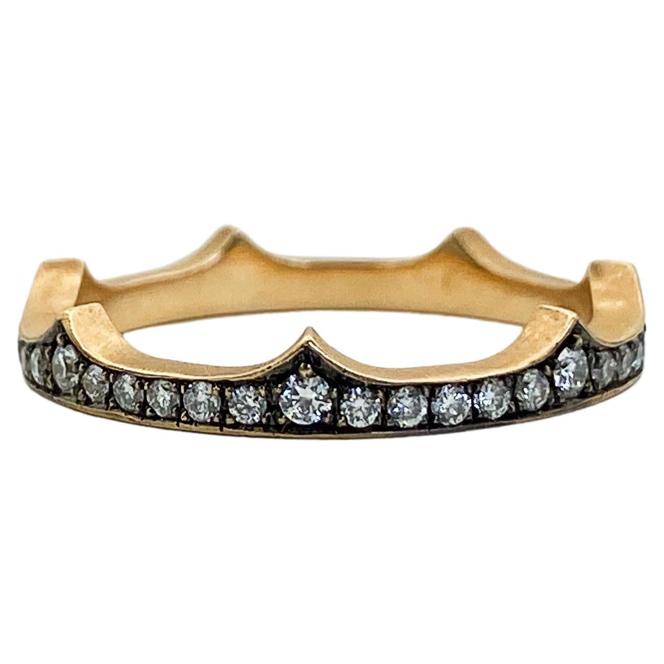 Sylva & Cie Diamant Roségold Krone Eternity-Ring 14k Thorn Tiara Stapelring