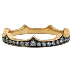 Sylva & Cie Diamond Rose Gold Crown Eternity Ring 14k Thorn Tiara Stacking Ring