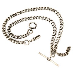 Antike 1940er Sterling Silber Albert Uhrenkette Halskette