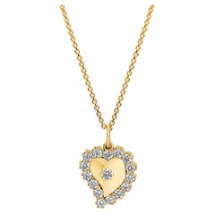 Collar con colgante de corazón de bruja de diamantes en oro amarillo de 14 quilates