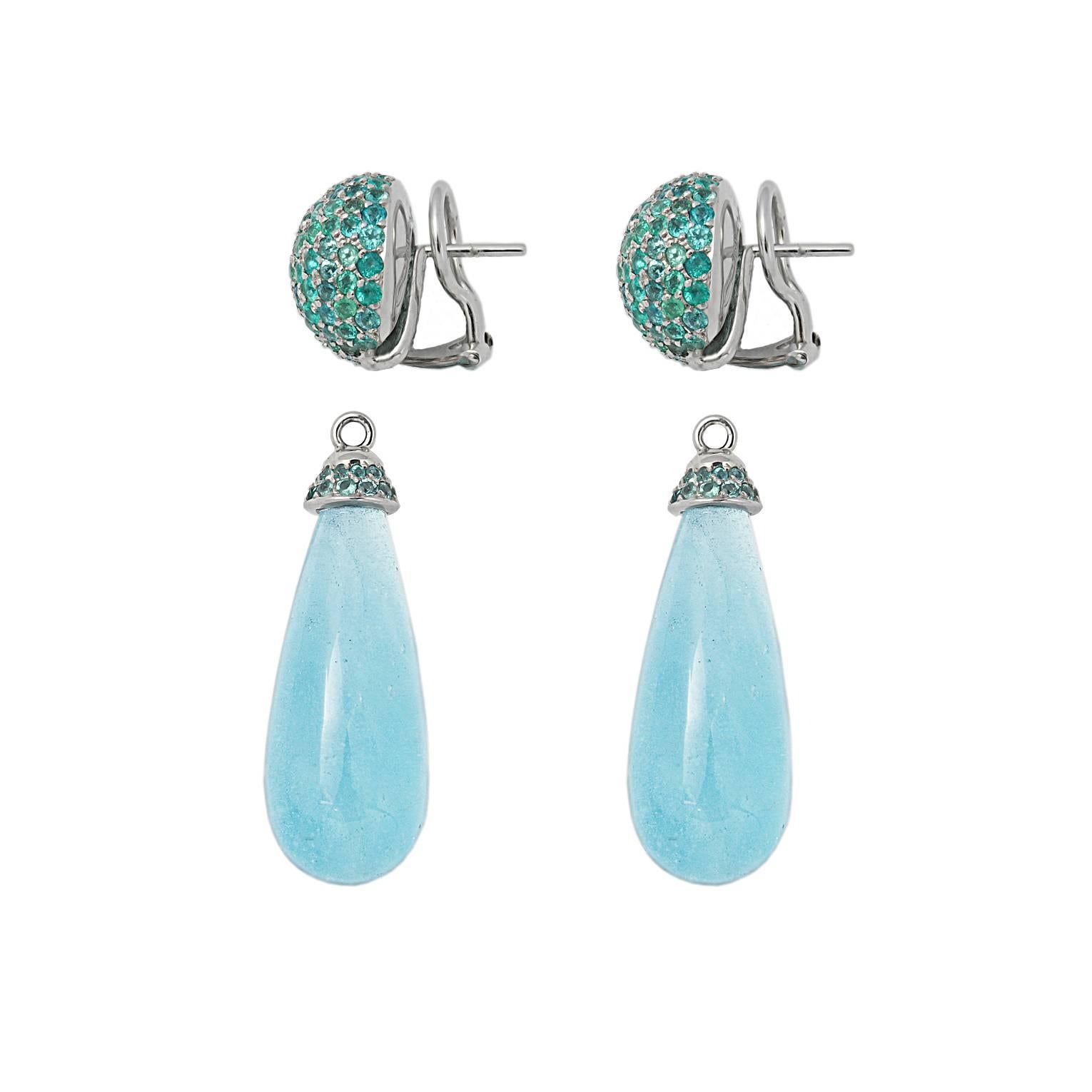 Contemporary Colleen B. Rosenblat aquamarine and paraiba tourmaline gold earrings