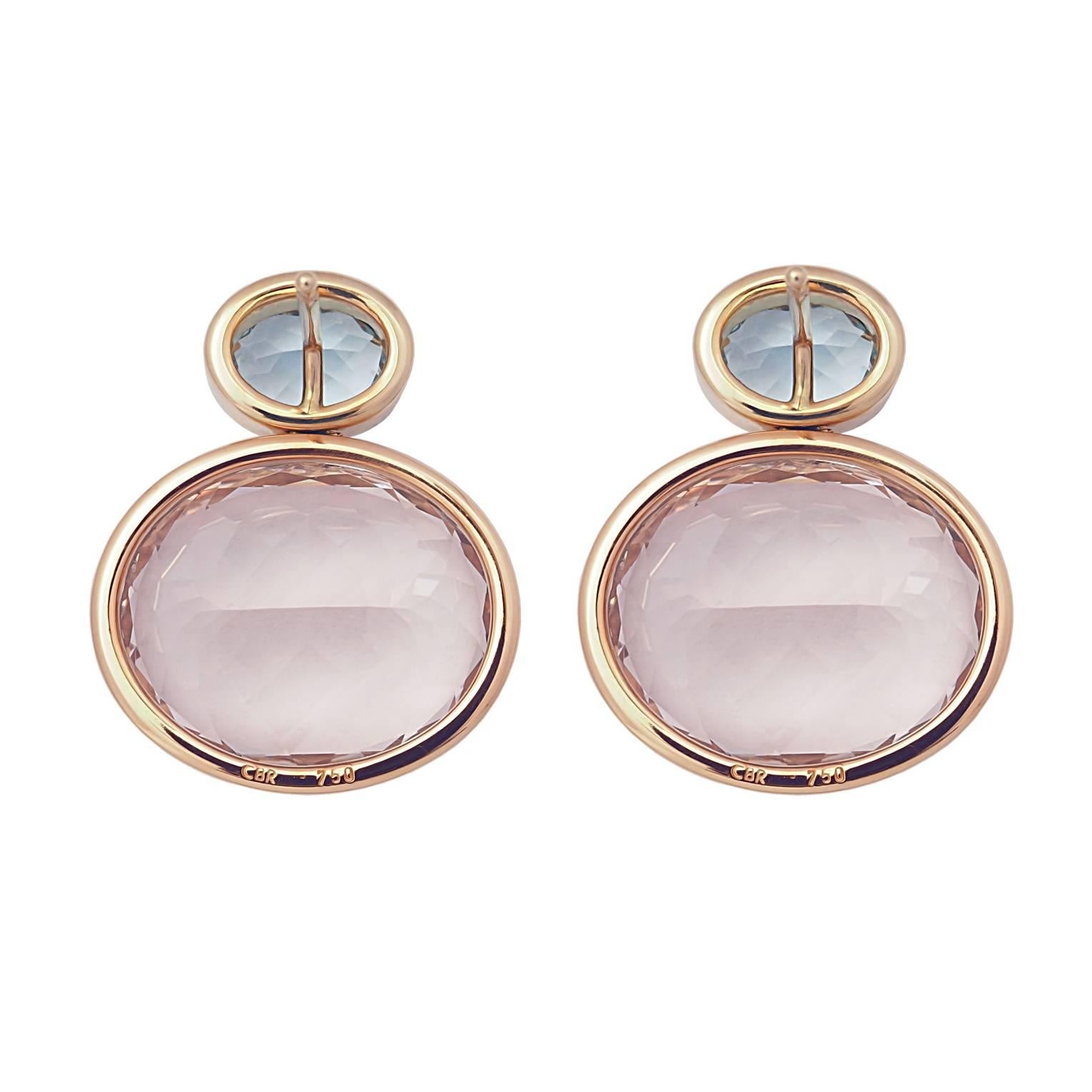 Contemporary Colleen B. Rosenblat Morganite Aquamarine Gold Stud Earrings