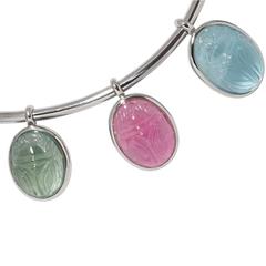 Colleen B. Rosenblat Tourmaline Rubellite Aquamarine Gold Scarab Collier