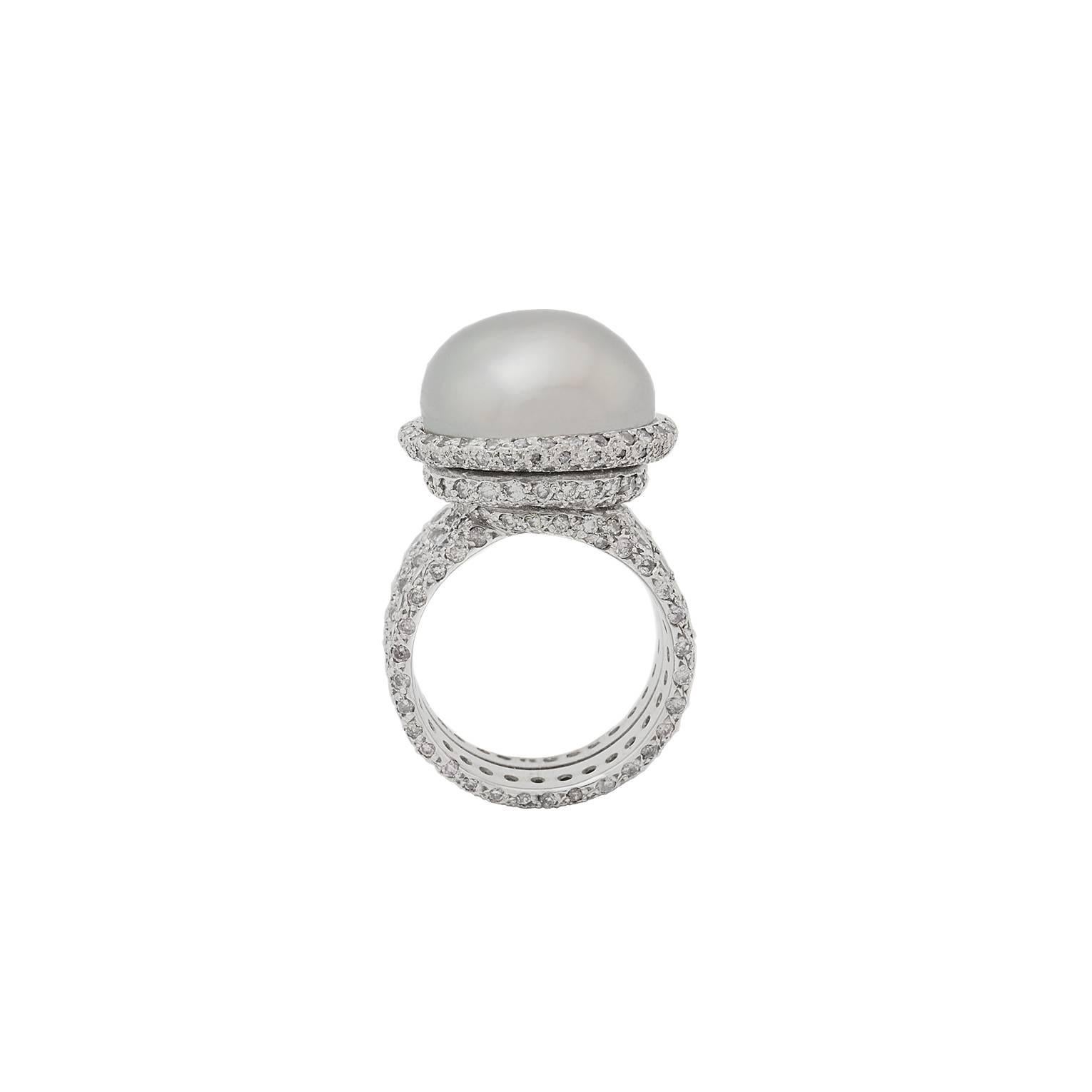 Modern Colleen B. Rosenblat Keshi Pearl Diamond Gold Ring For Sale