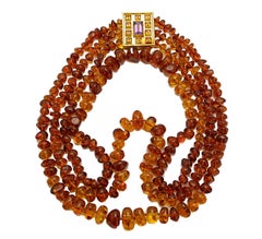 Amber Bead 22 Carat Gold Necklace