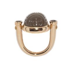 Colleen B. Rosenblat moonstone smoky quartz gold scarab ring