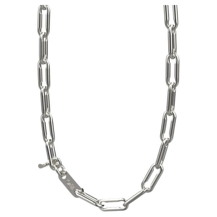 Linear Link Curved Necklace, 18k White Gold For Sale