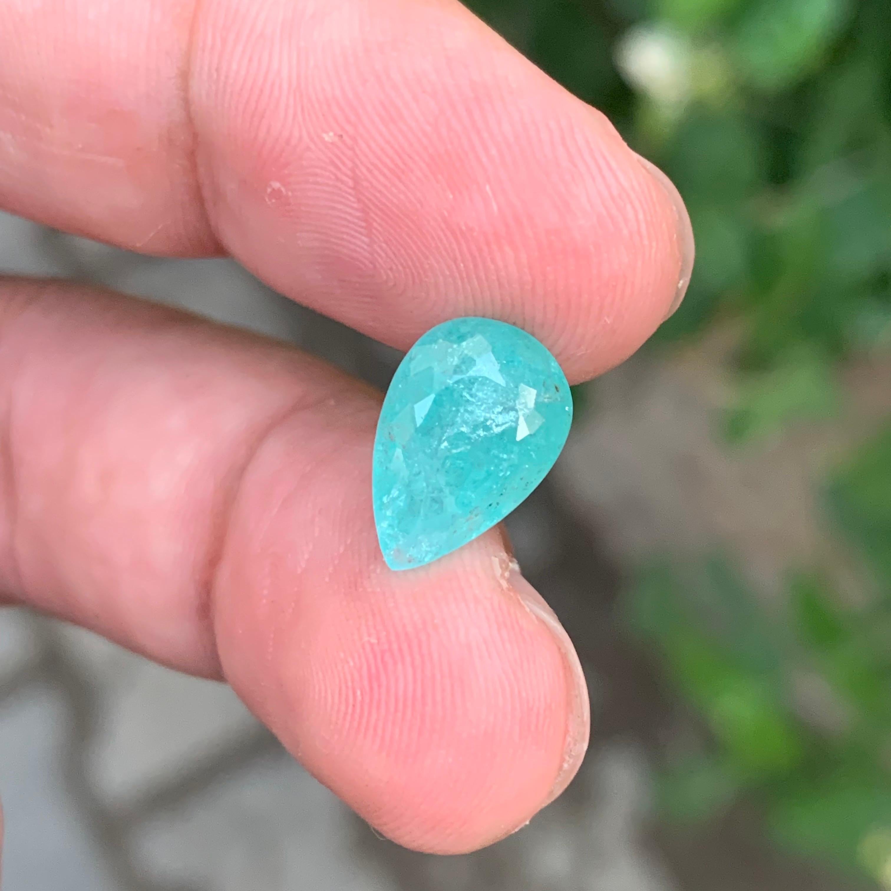AIG Certified 4.34 Carat Natural Loose Paraiba Tourmaline Pear Shape Gemstone en vente 2