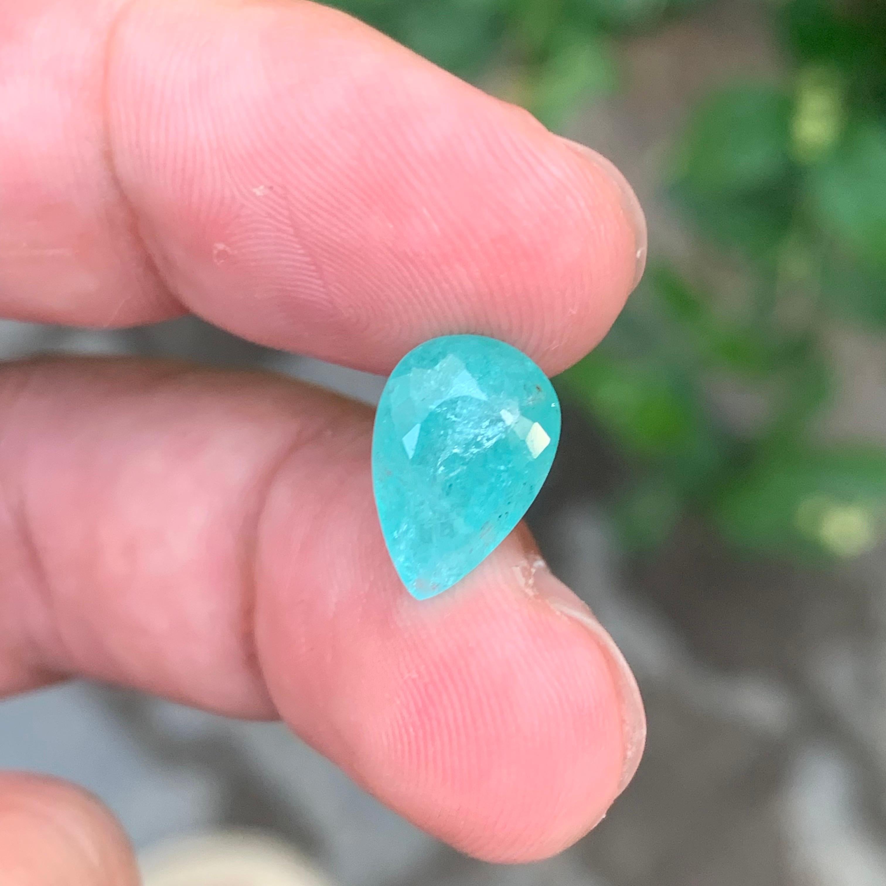 AIG Certified 4.34 Carat Natural Loose Paraiba Tourmaline Pear Shape Gemstone en vente 4