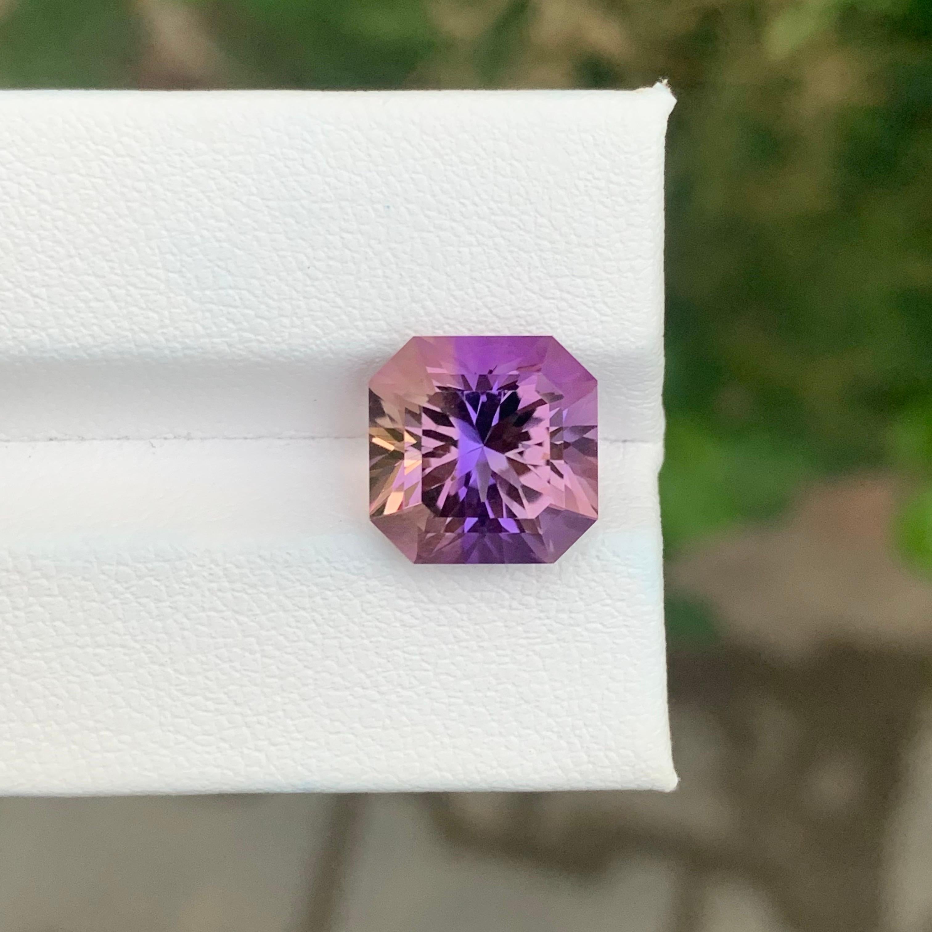 Taille carrée 6.35 Carat Natural Loose Ametrine Square Shape Gemstone (Amétrine en vrac de forme carrée) en vente