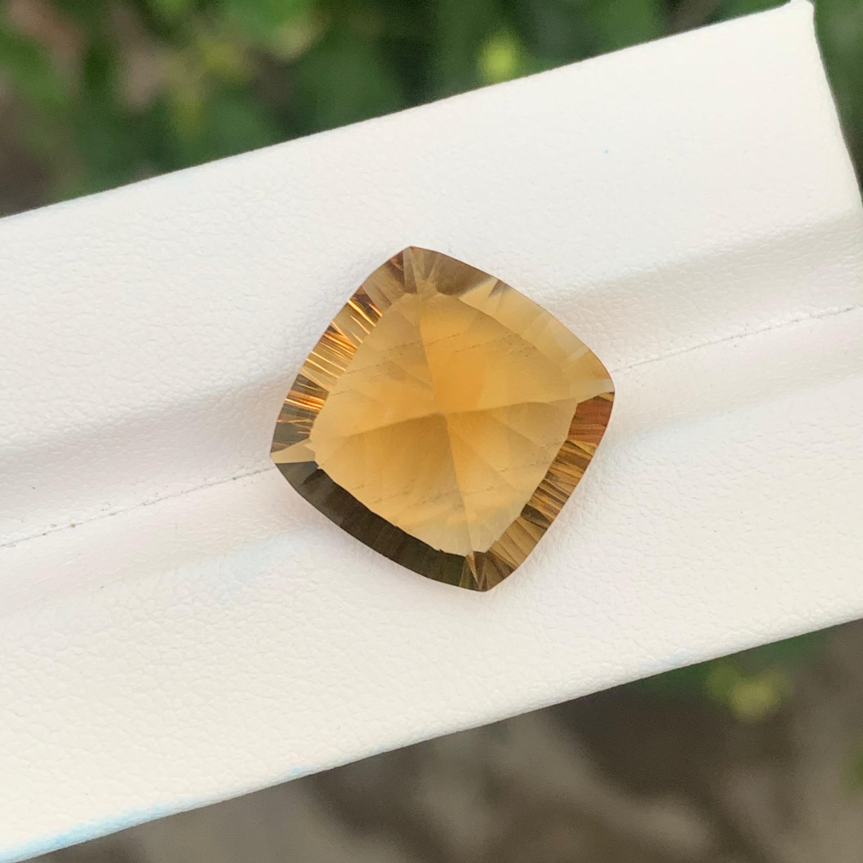 Arts and Crafts 14.80 Carat Natural Loose Honey Citrine Square Shape Gemstone For Sale
