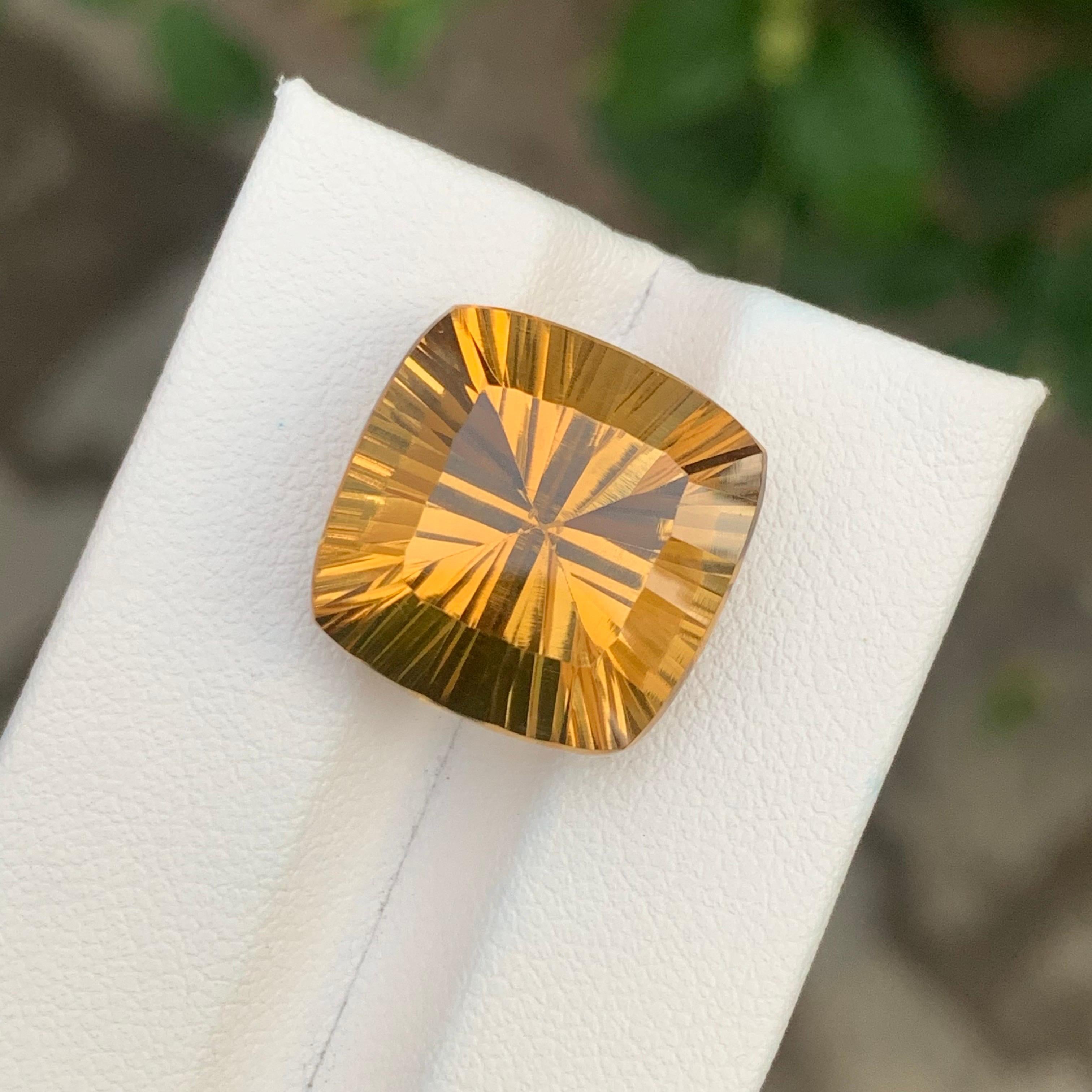 Square Cut 14.80 Carat Natural Loose Honey Citrine Square Shape Gemstone For Sale