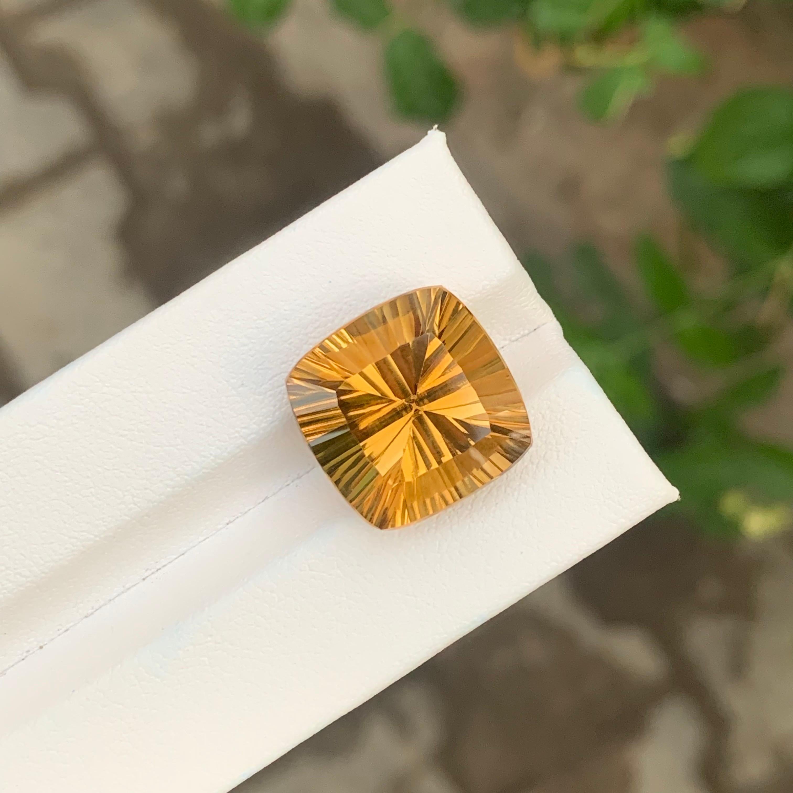 14.80 Carat Natural Loose Honey Citrine Square Shape Gemstone For Sale 3