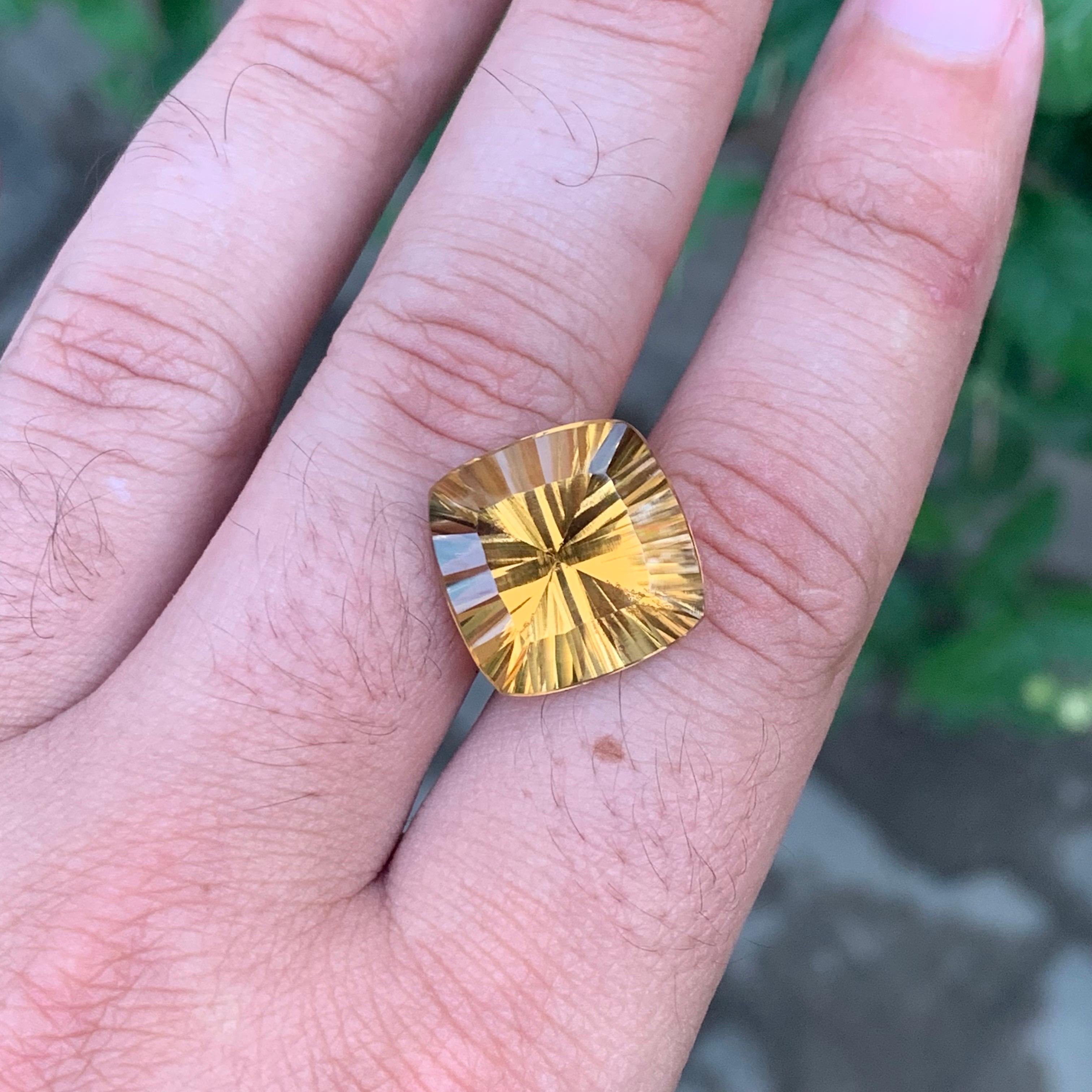 14.80 Carat Natural Loose Honey Citrine Square Shape Gemstone For Sale 2