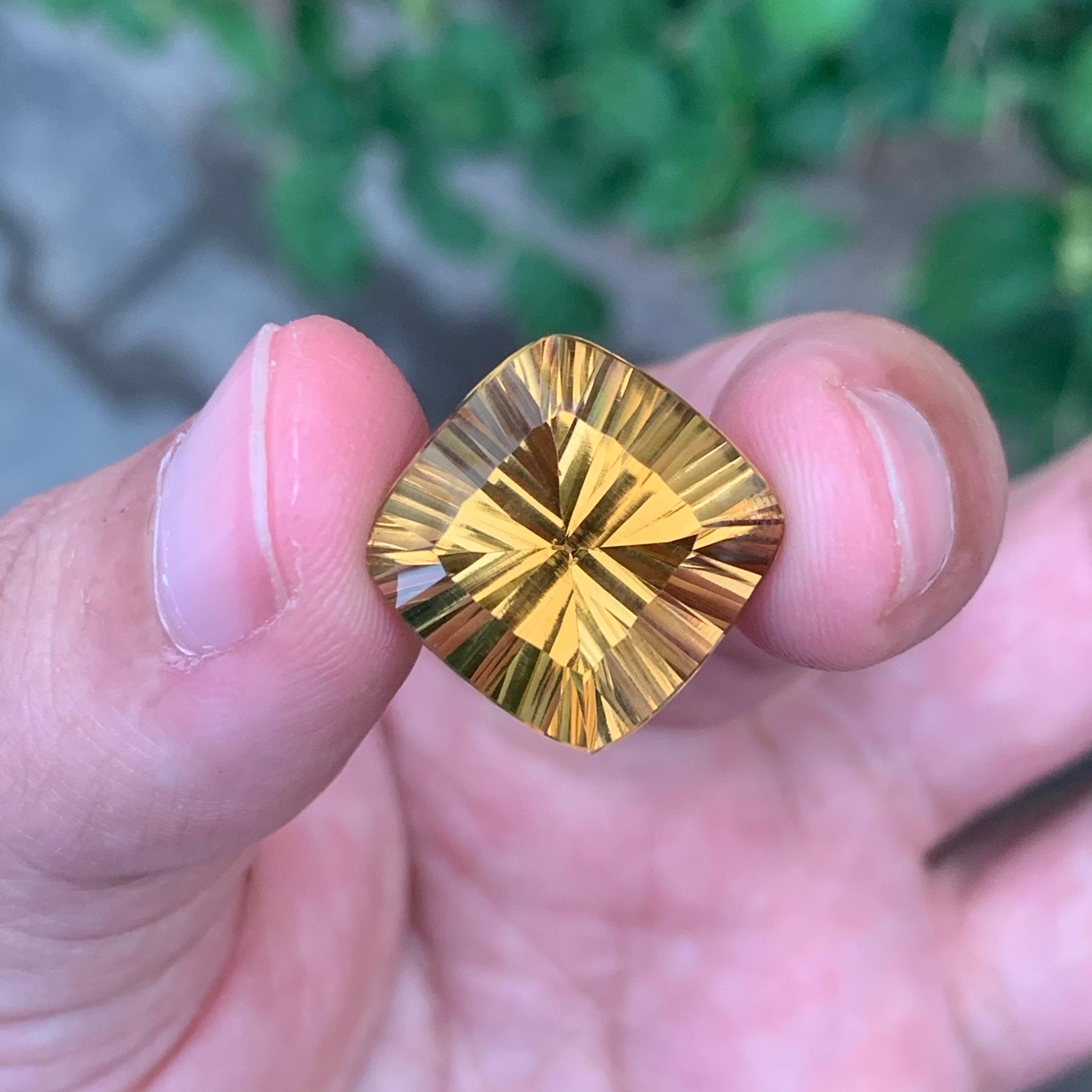 14.80 Carat Natural Loose Honey Citrine Square Shape Gemstone For Sale 6