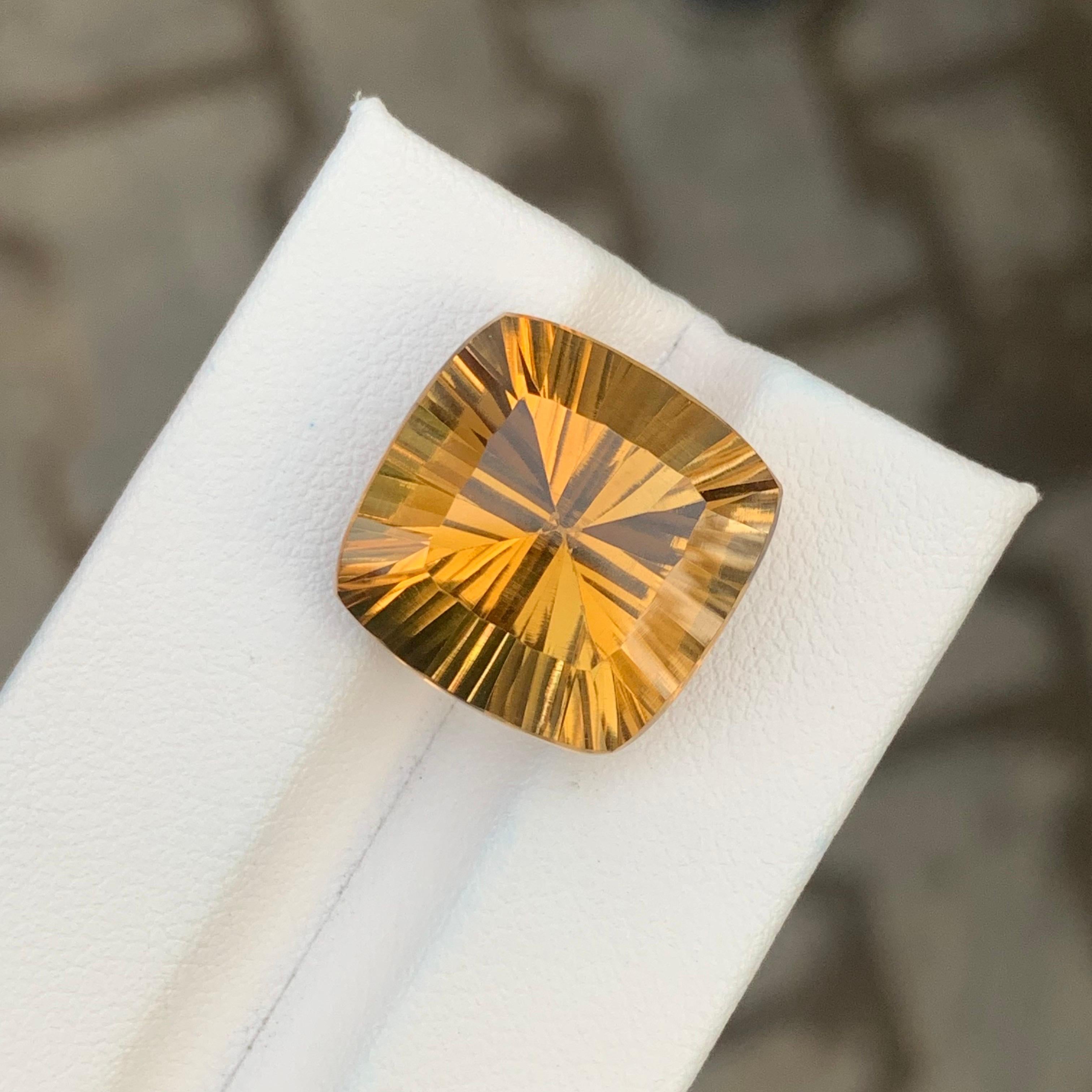 14.80 Carat Natural Loose Honey Citrine Square Shape Gemstone For Sale 7