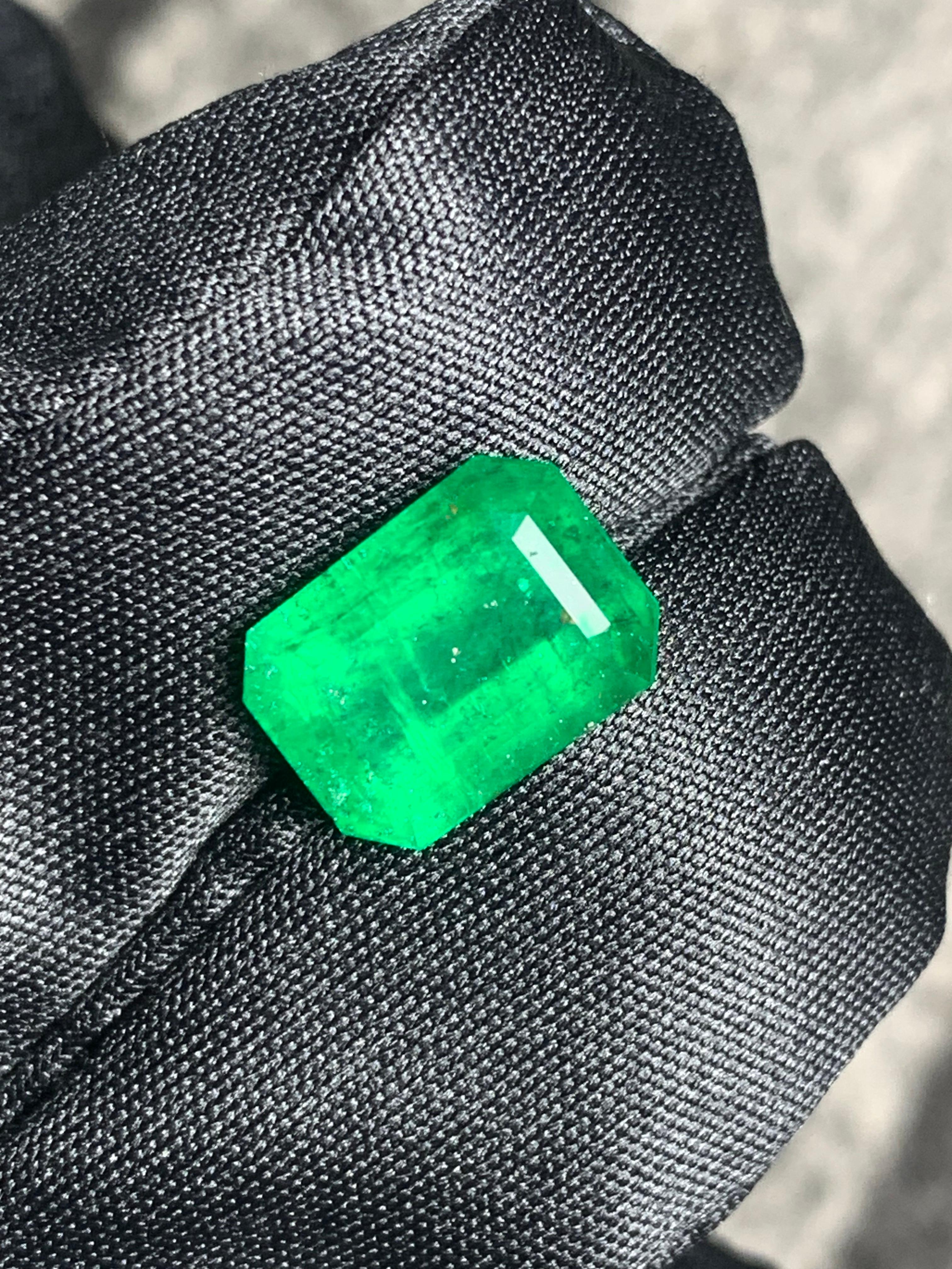 4,50 Karat natürlicher loser Smaragd Edelstein aus Swat  Tal, Pakistan (Smaragdschliff) im Angebot