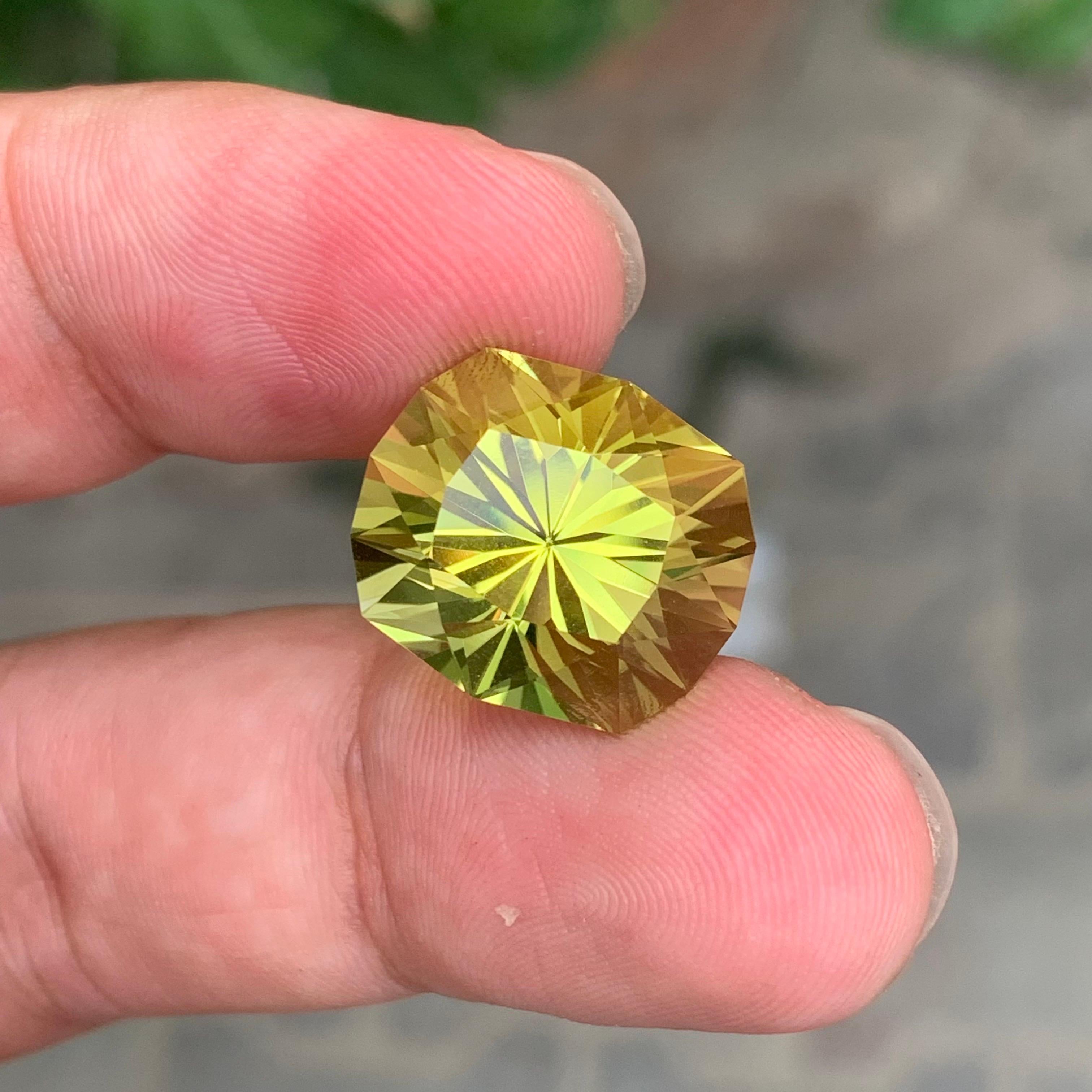 Taille mixte 15.35 Carat Natural Loose Green Gold Lemon Quartz Polygon Shape Gemstone (pierre précieuse en forme de polygone) en vente
