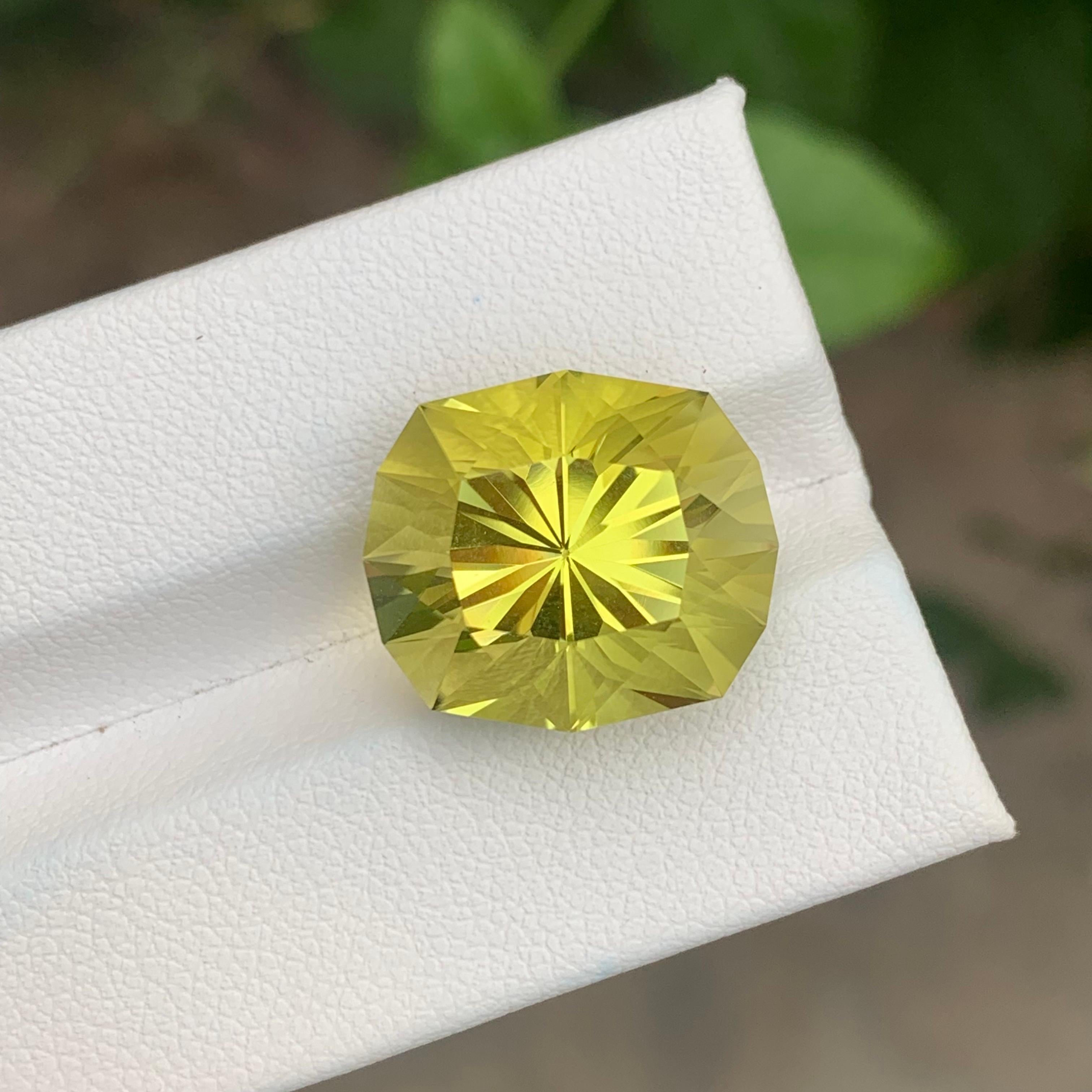 15.35 Carat Natural Loose Green Gold Lemon Quartz Polygon Shape Gemstone (pierre précieuse en forme de polygone) Unisexe en vente