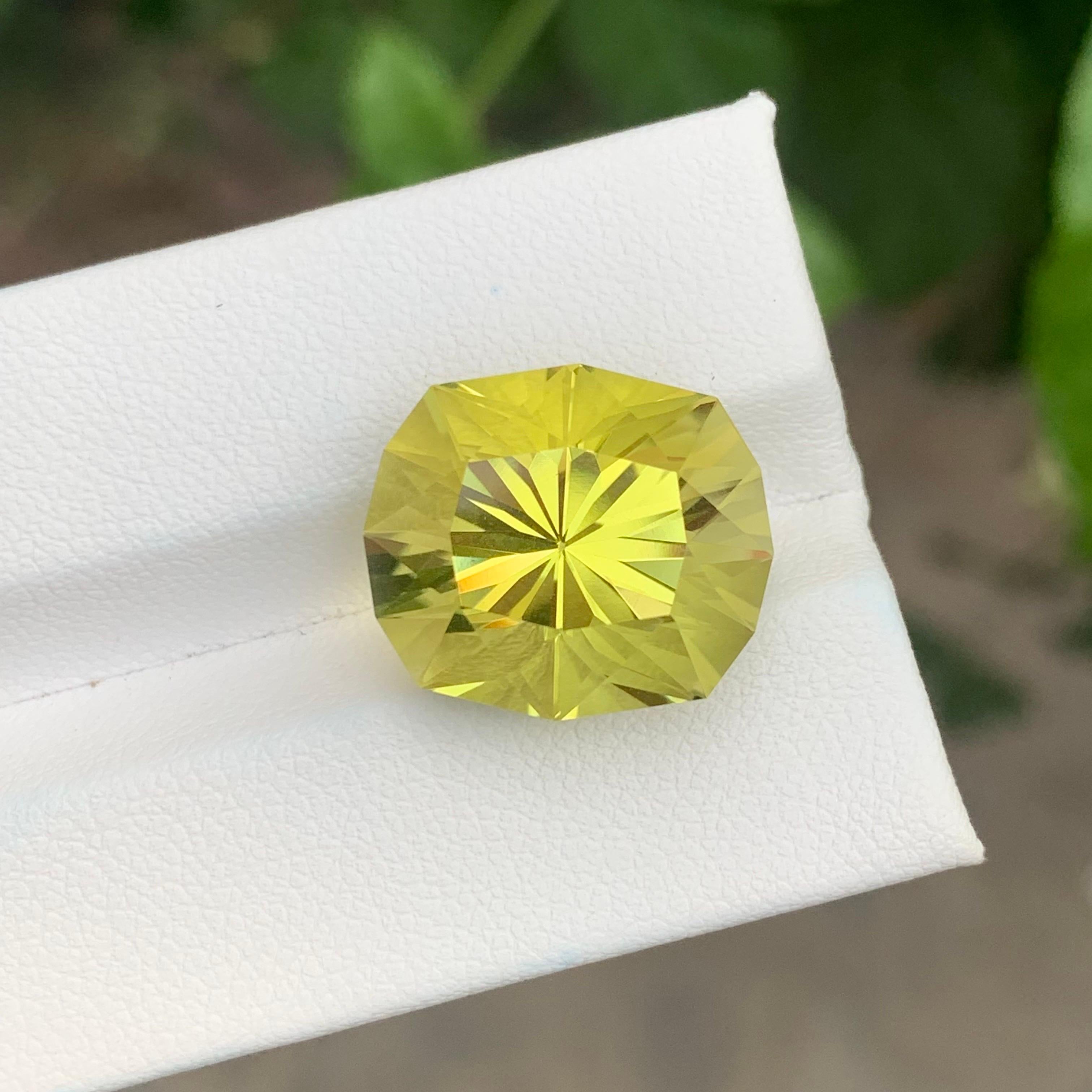 15.35 Carat Natural Loose Green Gold Lemon Quartz Polygon Shape Gemstone (pierre précieuse en forme de polygone) en vente 1
