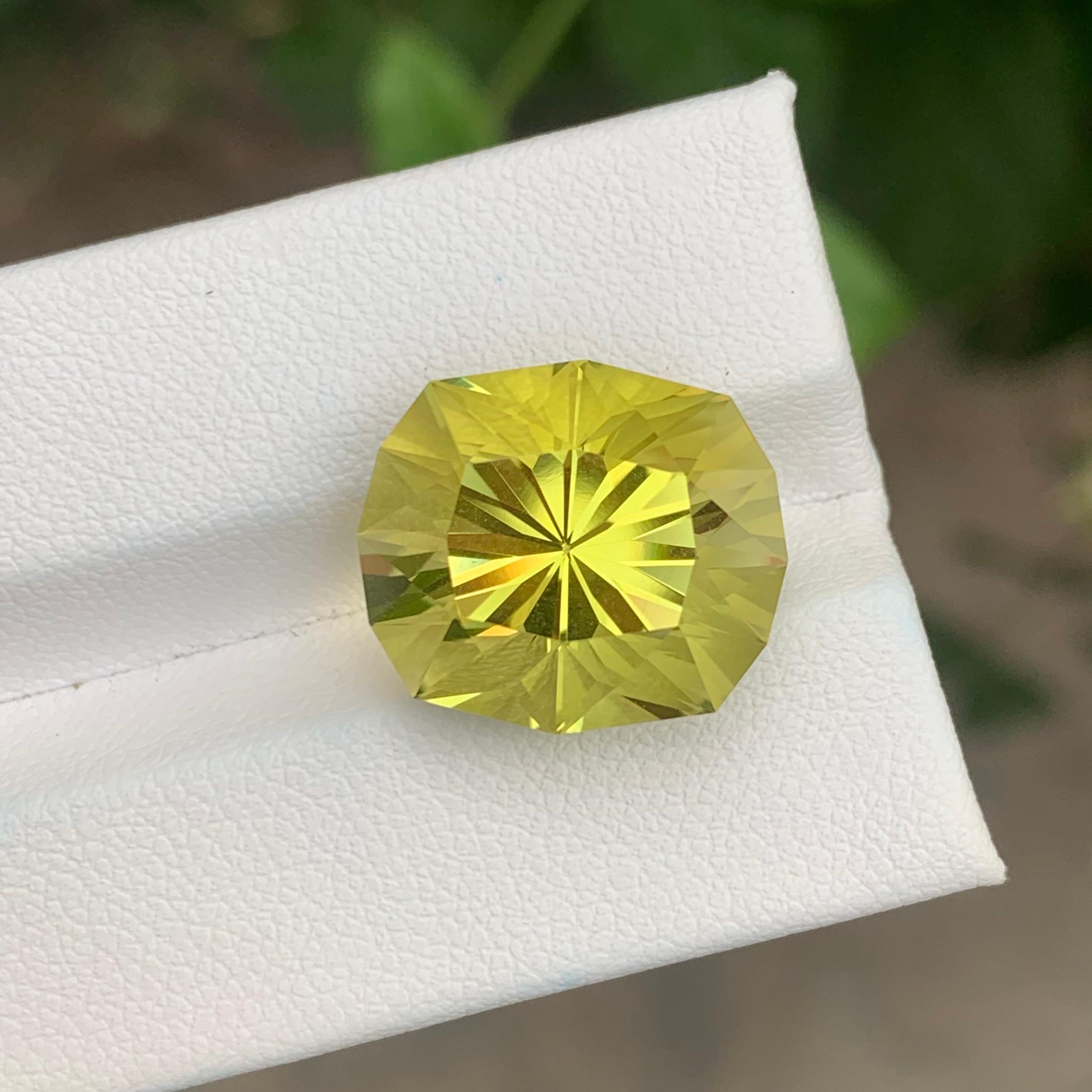 15.35 Carat Natural Loose Green Gold Lemon Quartz Polygon Shape Gemstone (pierre précieuse en forme de polygone) en vente 2