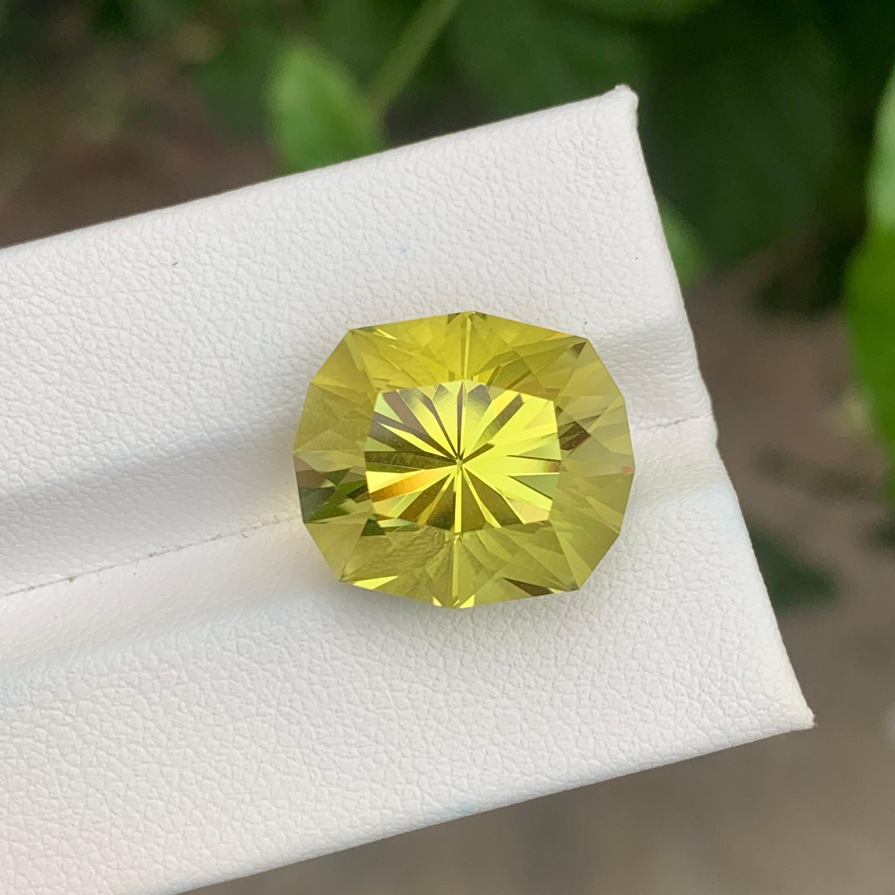15.35 Carat Natural Loose Green Gold Lemon Quartz Polygon Shape Gemstone (pierre précieuse en forme de polygone) en vente 5