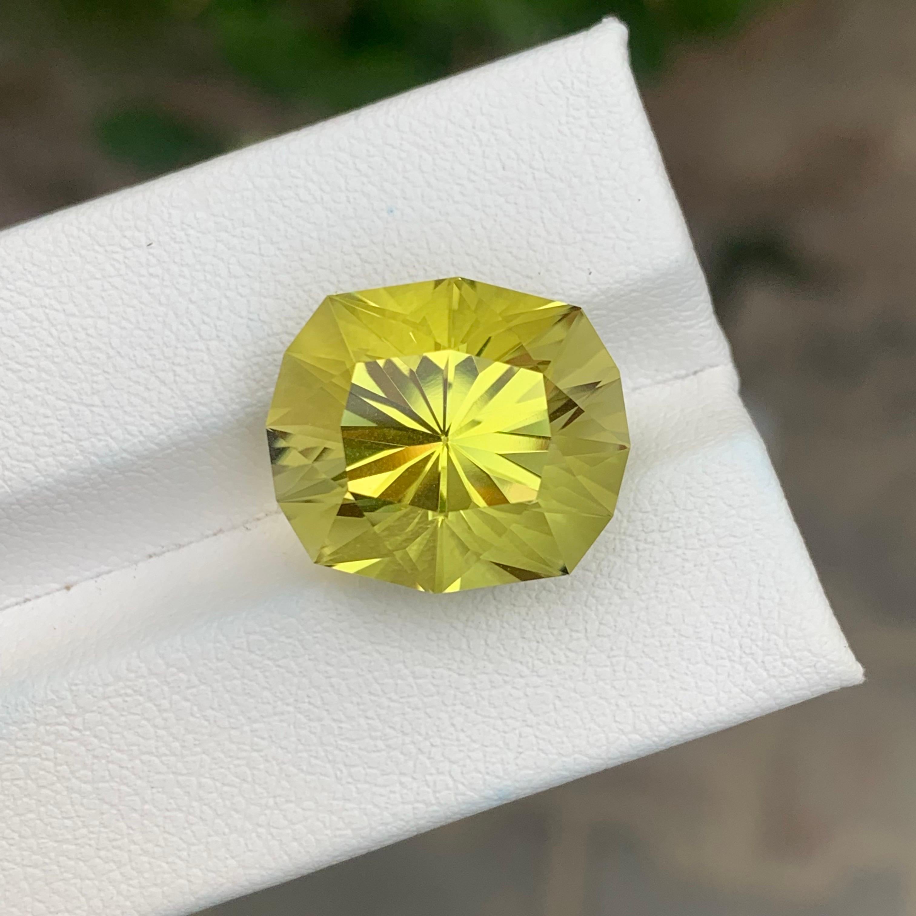 15.35 Carat Natural Loose Green Gold Lemon Quartz Polygon Shape Gemstone (pierre précieuse en forme de polygone) en vente 4