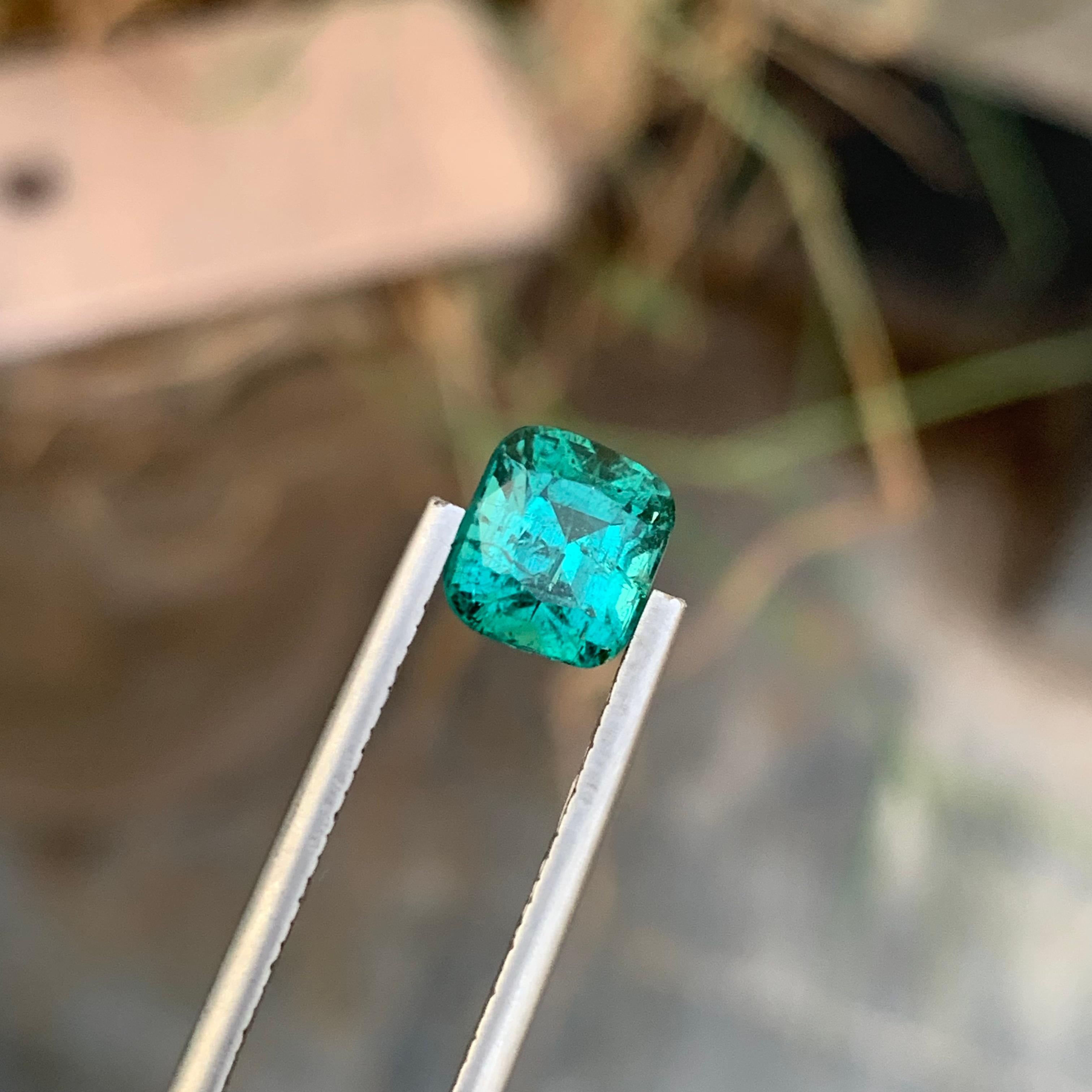 Cushion Cut 2.15 Carat Natural Loose Blueish Green Tourmaline Gemstone Afghan Mine