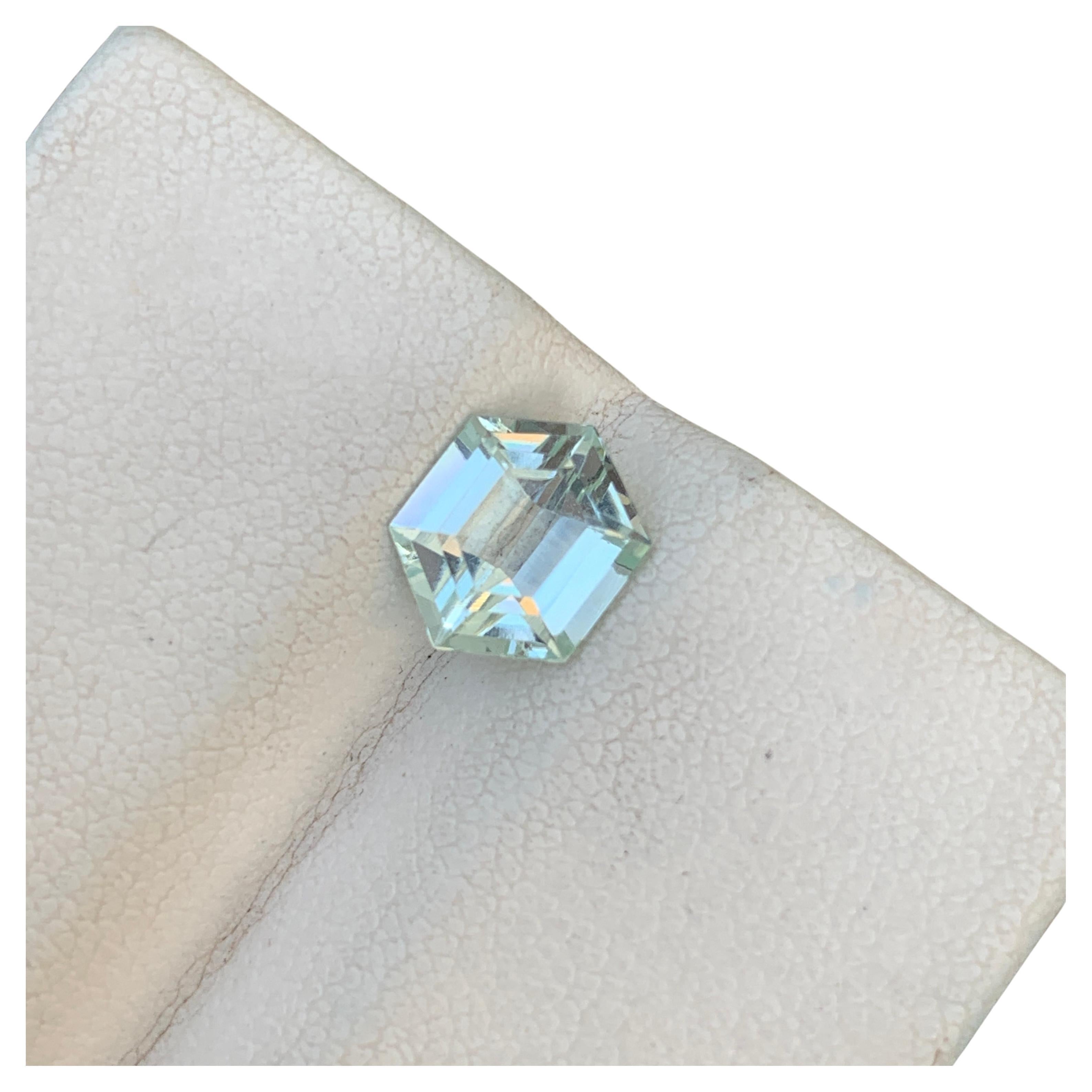 Loose Aquamarine
Weight: 1.50 Carat
Dimension: 8.9 x 7.2 x 3.9 Mm
Colour : Blue and white
Origin: Shigar Valley, Pakistan
Treatment: Non
Certificate : On Demand
Shape: Hexagon 

Aquamarine is a captivating gemstone known for its enchanting